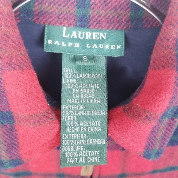 Ralph Lauren 100% Lambswool Plaid Zip Blazer size Small - Picture 3 of 9
